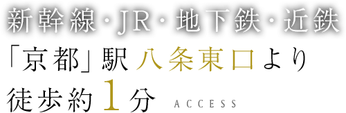 新幹線・JR・地下鉄・近鉄 「京都」駅八条東口より 徒歩約1分access