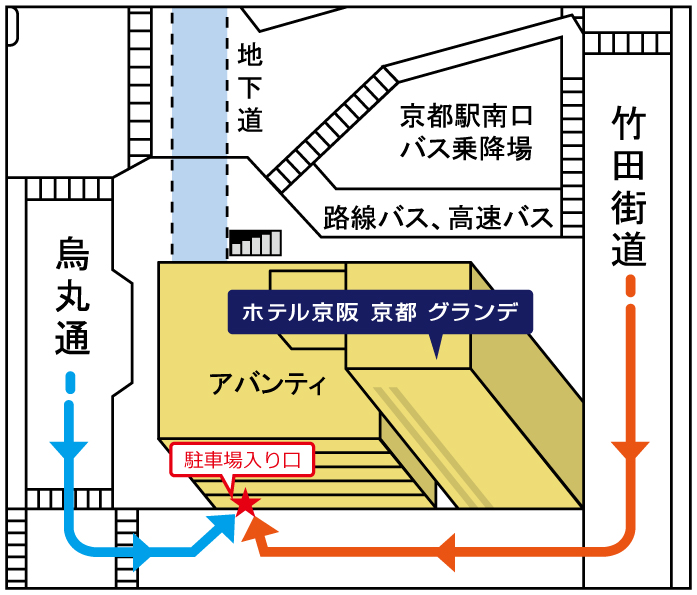 駐車場へのルート