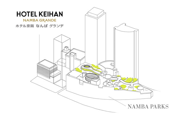 ホテル京阪 なんばグランはなんばパークス内にございます