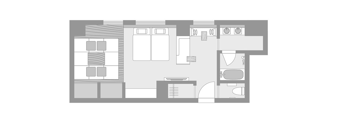 間取り図：ツインルーム+和室