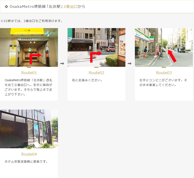 地下堺筋線「北浜駅」2番出口から